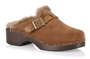 RE/DONE Womens 70s Studded Clogs EU 40 US 10 Cognac Brown Suede Shearling NWOB